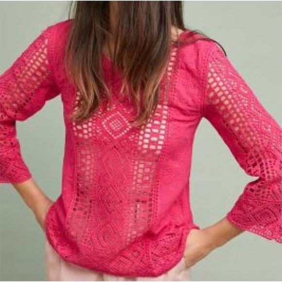 Anthropologie Tops - Blue Tassel Anthropologie Shavonne Lace Tunic Top Boho